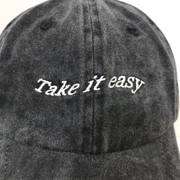 Take It Easy Gray Distressed Adjustable Hat - Picture 2 of 7